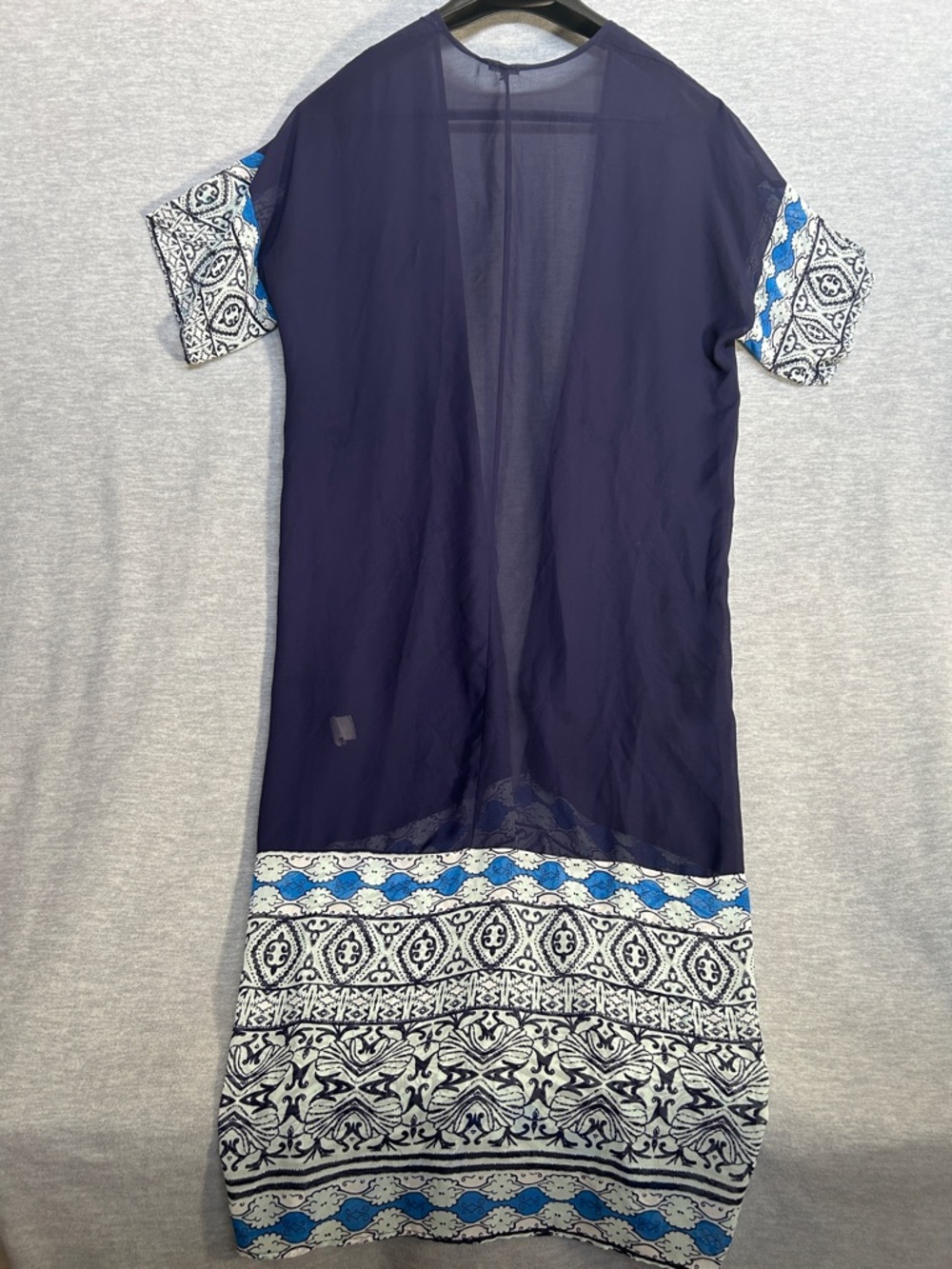 CHARLOTTE RUSSE Maxi Length Sheer Abstract Design Wearable Art Kimono Style